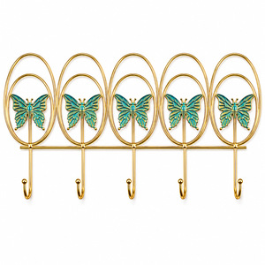 Butterfly <b>Wall</b> Hooks Gold Iron 5 Hooks No Drilling Entryway Bathroom <b>Storage</b> - Product Image 5