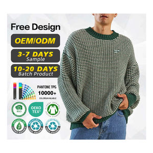 Pull en <span class=keywords><strong>laine</strong></span> mélangée à rayures vertes, tricoté épais, pour homme, avec logo personnalisé, certifié GRS, fabricant de pulls, pull d'hiver unisexe - Product Image 1