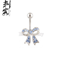 Anneau de nombril en acier inoxydable multi-pavé en forme de nœud papillon, bijoux de piercing corporel tendance