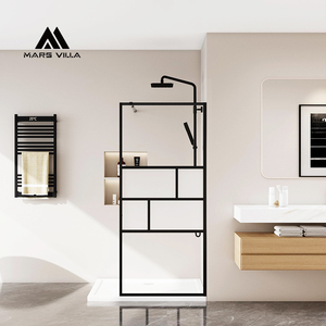Mars Villa 2026 <span class=keywords><strong>Paroi</strong></span> <span class=keywords><strong>de</strong></span> <span class=keywords><strong>douche</strong></span> personnalisée UAS, modèle à succès, 39.4x76.8, en verre ESG noir, écran moderne pour salle <span class=keywords><strong>de</strong></span> bain, séparation zones sèche et humide - Product Image 2