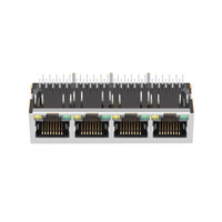 HY911431A RB4-12GFAG1A Kompatibel dengan Konektor MagJack RJ45 Female 10/100/1000 Base-T 1X4 Tab Down Non-PoE LED Hijau / Kuning
