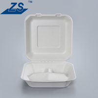 Boîte à lunch jetable de canne à sucre biodégradable écologique pour l'emballage alimentaire à emporter