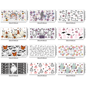Scare Element Happy Halloween Letter Stickers Diy Mugs Calcomanías de vinilo térmico Glass Cup Wrap 16oz UV DTF Transfers Ghost <span class=keywords><strong>Sticker</strong></span> - Product Image 2