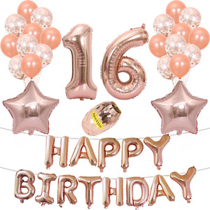 Ensemble de décoration de fête étoile or rose pour anniversaires 16, 20, 21, 30, 40 ans - Product Image 1