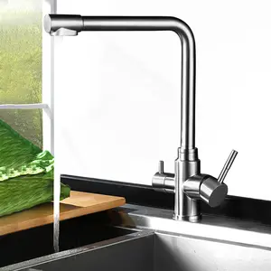 مرنة المطبخ الحنفيات 3 طريقة الصحية منقي مياه بالوعة صنبور حوض خلاط الفولاذ المقاوم للصدأ 304 صنبور تصفية الماء