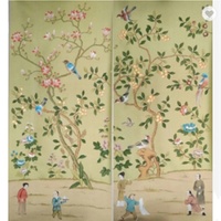 MYWIND Nouveau Design Papier Peint Personnalisé Disponible en Stock Unique Peinture à la Main en Soie Naturelle Chinoiserie Revêtements Muraux en Promotion
