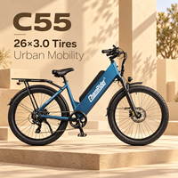 Vélo de livraison commercial Chamrider 80 Nm de couple, 48 V 55 Ah, pneus larges 26x3.0, frein à disque hydraulique 203 mm, porte-bagages arrière C 55