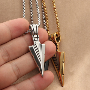 จี้รูปลูกศรทำจากไทเทเนียมสตีล สไตล์เรโทรพังก์ สร้อยคอผู้ชาย สแตนเลสสตีล ของขวัญเครื่องประดับ - Product Image 2
