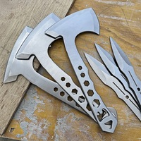Ensemble de haches de camping multi-usages 6 pièces pour l'extérieur, lame en acier inoxydable, outil tactique pour fendre du bois de chauffage, utilisation en montagne, 25,5 cm de longueur totale