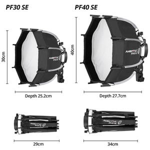 AMBITFUL PF30 30cm PF40 SE Mini Boîte à Lumière Portable Octogonale pour Flash Appareil Photo avec Grille Nid d'Abeille pour TT520II <span class=keywords><strong>AD200PRO</strong></span> - Product Image 2