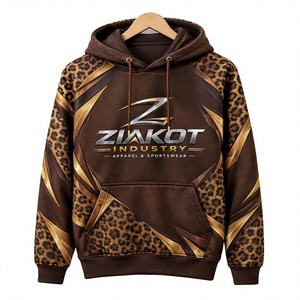 Vente en gros directe Ziakot – Sweat à capuche sport marron personnalisé pour homme, en polaire, séchage rapide, coupe ample, idéal pour l'hiver - Product Image 1