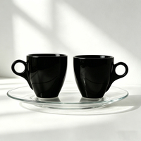 Tasse à café en verre noir de 180 ml, design moderne, directement de l'usine, vide