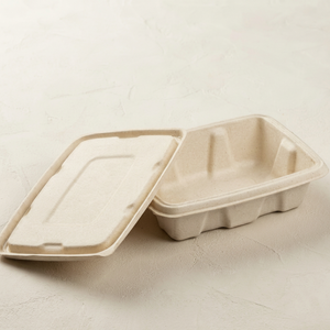 Contenedor Rectangular de Bagazo Natural de 750 ml para Llevar, Apto para Alimentos, Hermético, Ecológico, Compostable, Caja Desechable para Alimentos - Product Image 1