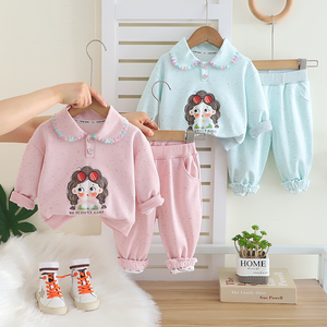 Ingrosso personalizzato carino cartone animato bambina 2 pezzi abbigliamento per bambini Casual collo a manica lunga pantaloni lunghi realizzati - Product Image 6