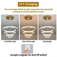 Lustre LED géométrique doré moderne certifié SAA, luminaire suspendu à 3 anneaux pour salon, éclairage de maison, plafonnier intérieur