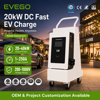Station de recharge pour véhicules électriques EVEGO IP55 avec écran tactile de 7 pouces, 20 kW, OCPP 2.0.1, compteur intelligent mobile, refroidissement par ventilateur, chargeur DC pour voiture électrique