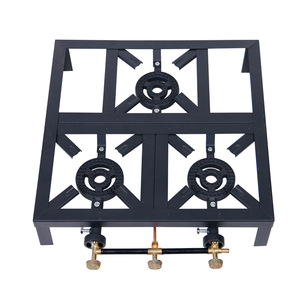 Cuisinière à gaz en fonte Hongkun 50x55x14cm, trois brûleurs, haute puissance, GPL, équipement de cuisson extérieur pour hôtel et maison - Product Image 1