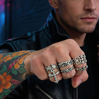 Bague en tungstène de style occidental-européen et américain, motif floral croisé, tendance, pour homme, hip-hop, pièce de niche, ambiance premium