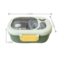 Boîte à lunch isotherme en acier inoxydable pour enfants, 2 compartiments, anti-fuite, pour l'école, type bento