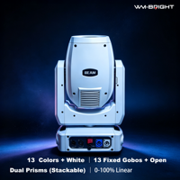Projecteur Beam Moving Head 295W 16 canaux avec double prisme pour scène de mariage, DJ, club et événements de petite et moyenne envergure