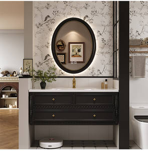 French luxury modern black wall mounted bathroom cabinet light luxury washbasin in the bathroom - Product Image 4