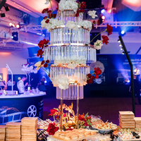 Centre de table ZKAI pour événements, cristal, 3 niveaux, rond, en métal, support à fleurs pour la décoration de table de mariage