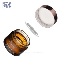 Emballage pour soins de la peau, pots de crème pour le visage de 50 ml, 60 ml, 100 ml, pots en verre ambré givré à large ouverture avec couvercle en or rose métallique
