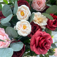 Arche de fleurs artificielles en métal écologique la plus vendue 2026, ensemble fond blanc en forme de corne, 1,5 m de haut pour mariages et événements