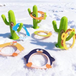 <span class=keywords><strong>Jeu</strong></span> de lancer d'anneaux 9 pièces (inclut 3 cactus et 6 anneaux de dessin animé) – Jouets de plage et de sable d'extérieur avec piquets de notation - Product Image 3