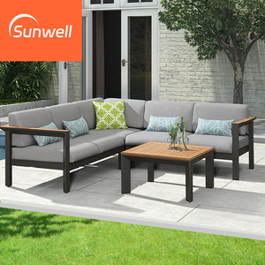 Meubles en bois massif pour balcon <span class=keywords><strong>d</strong></span>'<span class=keywords><strong>occasion</strong></span> simples Ensemble <span class=keywords><strong>de</strong></span> canapés sectionnels en bois <span class=keywords><strong>de</strong></span> teck Canapés <span class=keywords><strong>de</strong></span> <span class=keywords><strong>jardin</strong></span> en forme <span class=keywords><strong>de</strong></span> L pour l'extérieur - Product Image 3