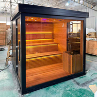 Sauna Traditionnel Modulaire Mobile Extérieur/Intérieur en Cèdre Rouge et Pruche du Canada pour 4-6 Personnes, Idéal pour la Relaxation Quotidienne en Famille