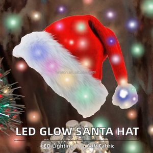Chapeau de Père Noël en peluche LED, fournitures pour fêtes de Noël, chapeau lumineux, décoration, chapeau de Noël qui brille dans le noir, cadeau de Père Noël - Product Image 2