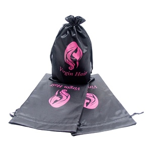 Bolsa de Embalaje para Cabello Virgen de 18x30cm con Cordón, Bolsa de Satén para Extensiones de Cabello - Product Image 1