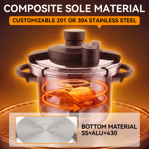 Casserole à pression à ouverture facile à une main, compatible induction, en acier inoxydable 304 - Product Image 3