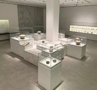 Konter Pajangan Antik Modern Minimalis Elegan dengan Pencahayaan LED Desain Tahan Lama untuk Museum & Galeri Kelas Atas