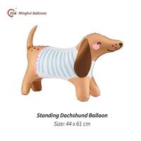 Ballon en aluminium 3D mignon en forme de chien (Corgi, Teckel, Bouledogue) pour décoration de fête d'anniversaire sur le thème des animaux de compagnie, gonflable à l'hélium