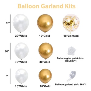Kit Decorazione <span class=keywords><strong>per</strong></span> Festa di Anniversario di Matrimonio, Palloncini Cromati Oro Opaco e Bianco con Ghirlanda di Palloncini Dorati con <span class=keywords><strong>Coriandoli</strong></span> - Product Image 4