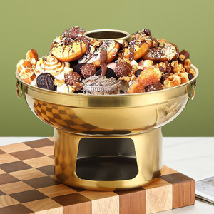 Golden Ice Cream Dessert Bowl With Dry Ice Pot Heat Resistant For Party Serving - Product Image 2