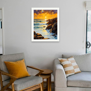 DecorFriday Golden Coast Kit <span class=keywords><strong>de</strong></span> <span class=keywords><strong>Peinture</strong></span> par Numéros pour Adultes - <span class=keywords><strong>Coucher</strong></span> <span class=keywords><strong>de</strong></span> <span class=keywords><strong>Soleil</strong></span> sur la Côte DIY 16x20 Pouces Toile <span class=keywords><strong>Acrylique</strong></span> Sans Cadre Cadeaux Artistiques - Product Image 4