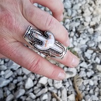 Bague Manchette Cactus Style Western pour Femme – Vente en Gros – Bague Statement Cactus Western en Faux Turquoise