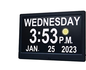 Horloge de bureau numérique électronique moderne en plastique de 10,1 pouces avec calendriers, alarme, fonction snooze, grand affichage et rappel de médicaments <span class=keywords><strong>pour</strong></span> personnes âgées - Product Image 3