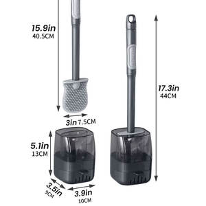 软质 TPR 刷毛迷你马桶刷套装 可拆卸手柄 壁挂式 节省空间 家用清洁工具 - Product Image 6
