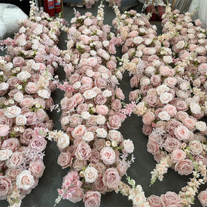 Runner da Tavolo Personalizzato IFG 7 Piedi con <span class=keywords><strong>Fila</strong></span> di Fiori Artificiali <span class=keywords><strong>Rosa</strong></span> per Decorazioni Matrimoniali - Product Image 1