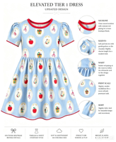Robe d'été personnalisée à volants imprimée crayon pour fille, ensemble tunique décontracté pour tout-petits et enfants, tenue de rentrée scolaire en soie de lait pour bébés, coupe trapèze