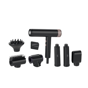 Secador de pelo profesional sin hojas de iones negativos <span class=keywords><strong>HD07</strong></span> con accesorios 5 1 Almacén de EE. UU. Drop Ship Dy Secador de pelo Ajustes de calor caliente - Product Image 1