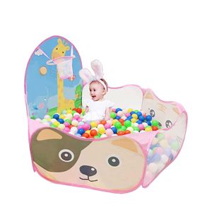 Tente de jeu pop-up pour enfants à motif animalier, piscine à balles pour tout-petits, parc de jeu pour bébés avec panier de basket - Product Image 1