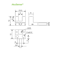 Sensor Fotoeléctrico AKUSENSE SY-307PA-W, Tipo Horquilla en Y de 5mm, PNP, LED Rojo, IP50, 5~24V DC, Cable, 3KHz