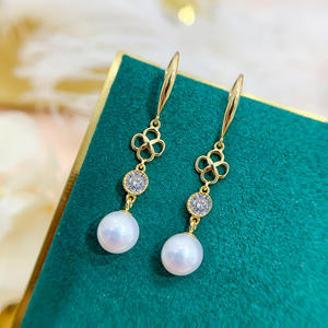 Accesorios de Plata S925 para DIY con Perlas, Joyería de Plata de Moda, Aretes con Cuentas Redondas de 8-11 mm, Bandeja Vacía para Aretes 20922 - Product Image 3