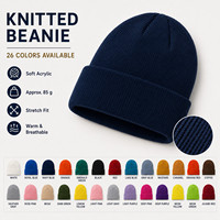 Casquette en tricot acrylique unisexe réglable avec broderie 3D personnalisée, 26 couleurs, bonnet chaud d'hiver, vente en gros promotionnelle
