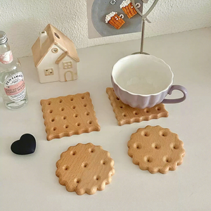 Juego de Posavasos de Madera Redondos y con Forma de Flor, Antideslizantes, para Bebidas, Diseño Wabi-Sabi, Decoración de Mesa - Product Image 6